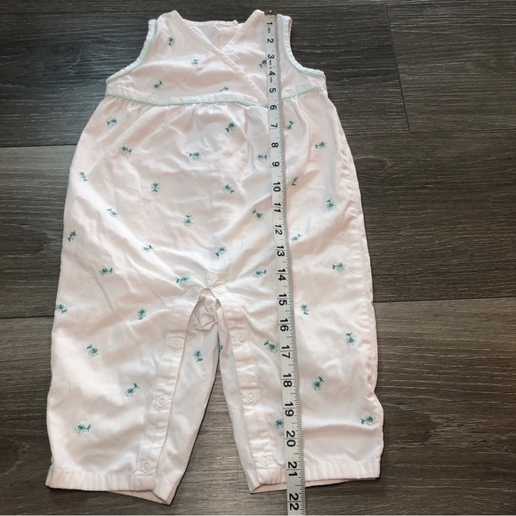 Jamie And Jack Jumpsuit Romper White Teal Floral Baby Girl Size 6-12 Months - Picture 4 of 9